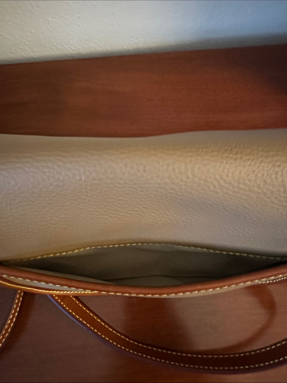 Dooney & Bourke Beige and Tan Pebbled Leather Crossbody Bag - Picture 9 of 10